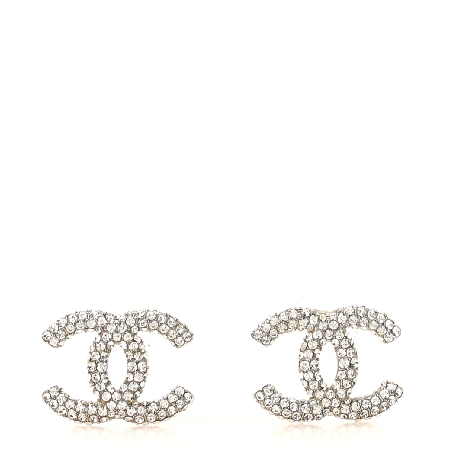 Chanel Crystal CC Treasure Chest Earrings Silver 1 of 4