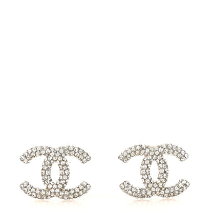 Chanel Crystal CC Treasure Chest Earrings Silver 1 of 4