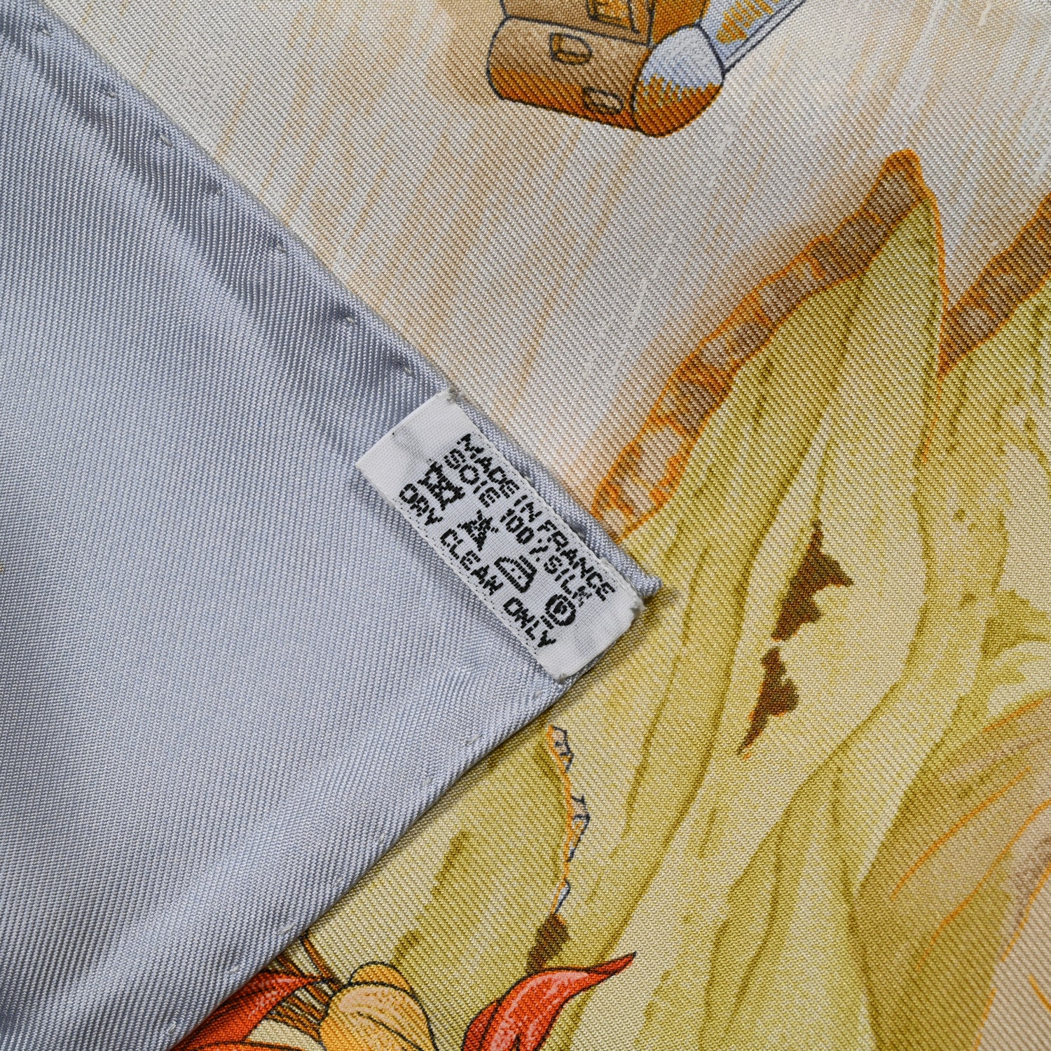 Hermes Silk Au Pays de Cocagne Scarf 90 Ciel White Ocre Orange 3 of 5