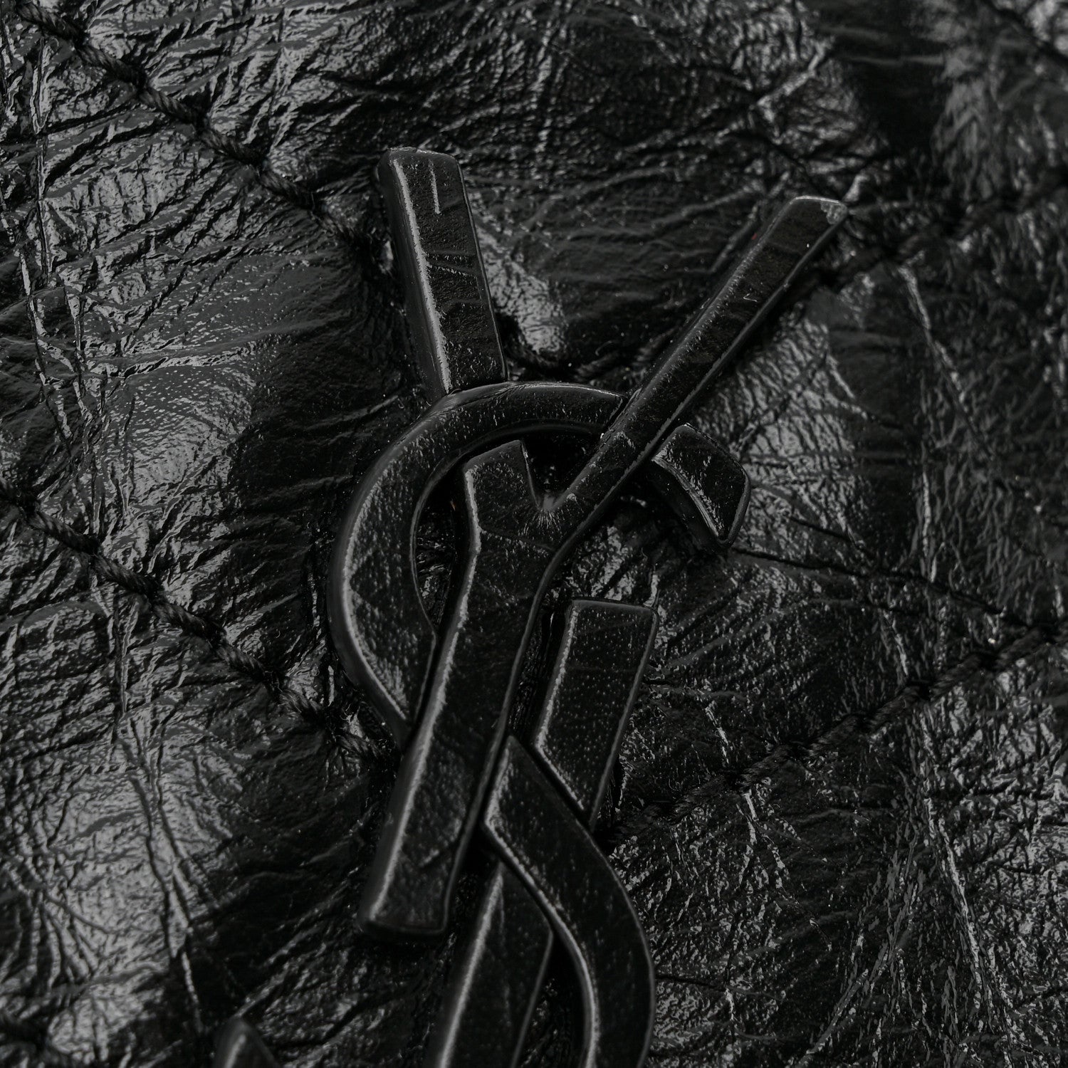 Saint Laurent Crinkled Calfskin Matelasse Monogram Large Niki Chain Satchel Black 11 of 12