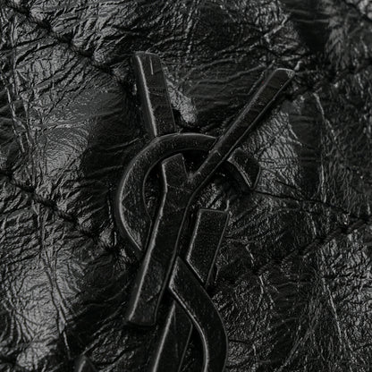 Saint Laurent Crinkled Calfskin Matelasse Monogram Large Niki Chain Satchel Black 11 of 12