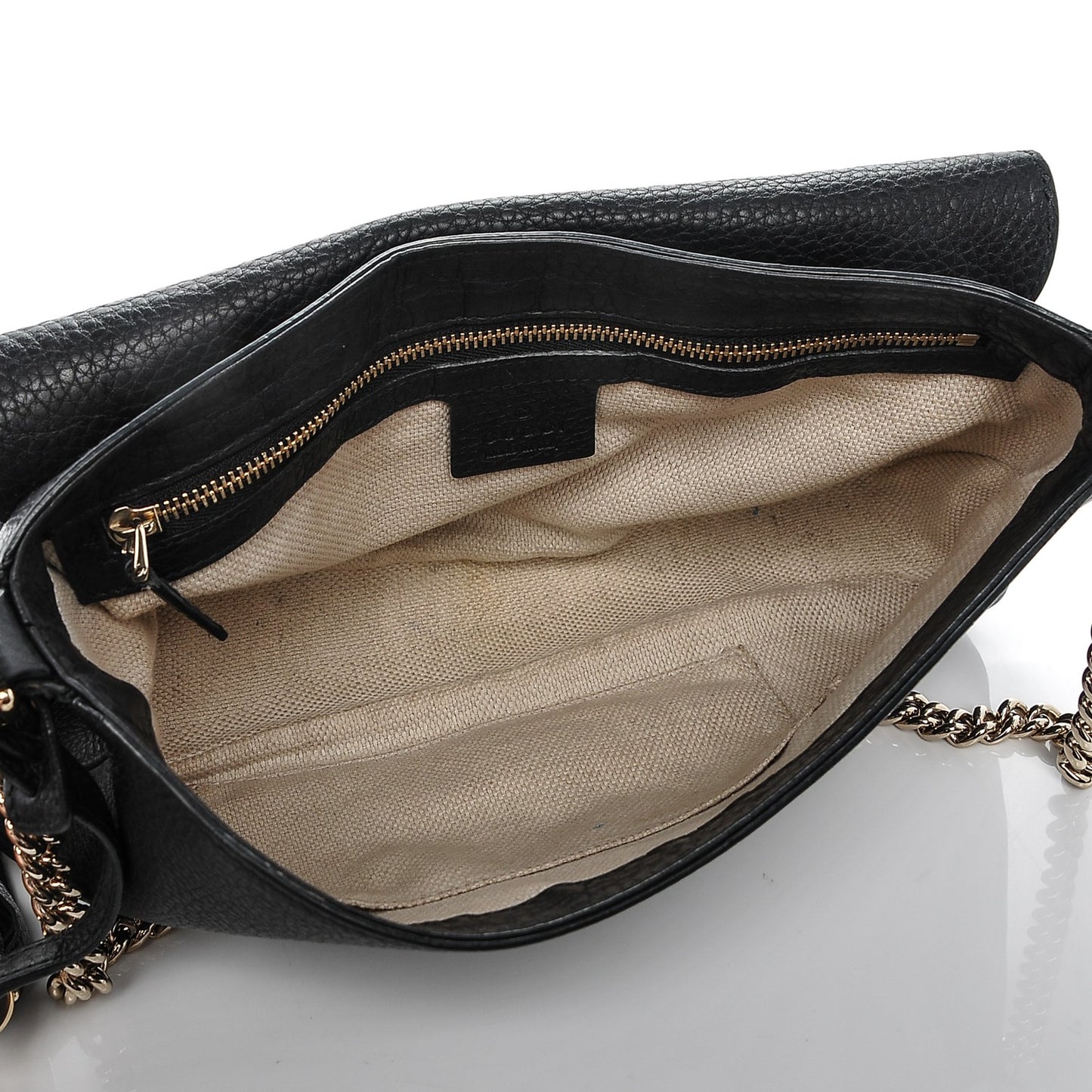 Pebbled Calfskin Medium Soho Flap Crossbody Black