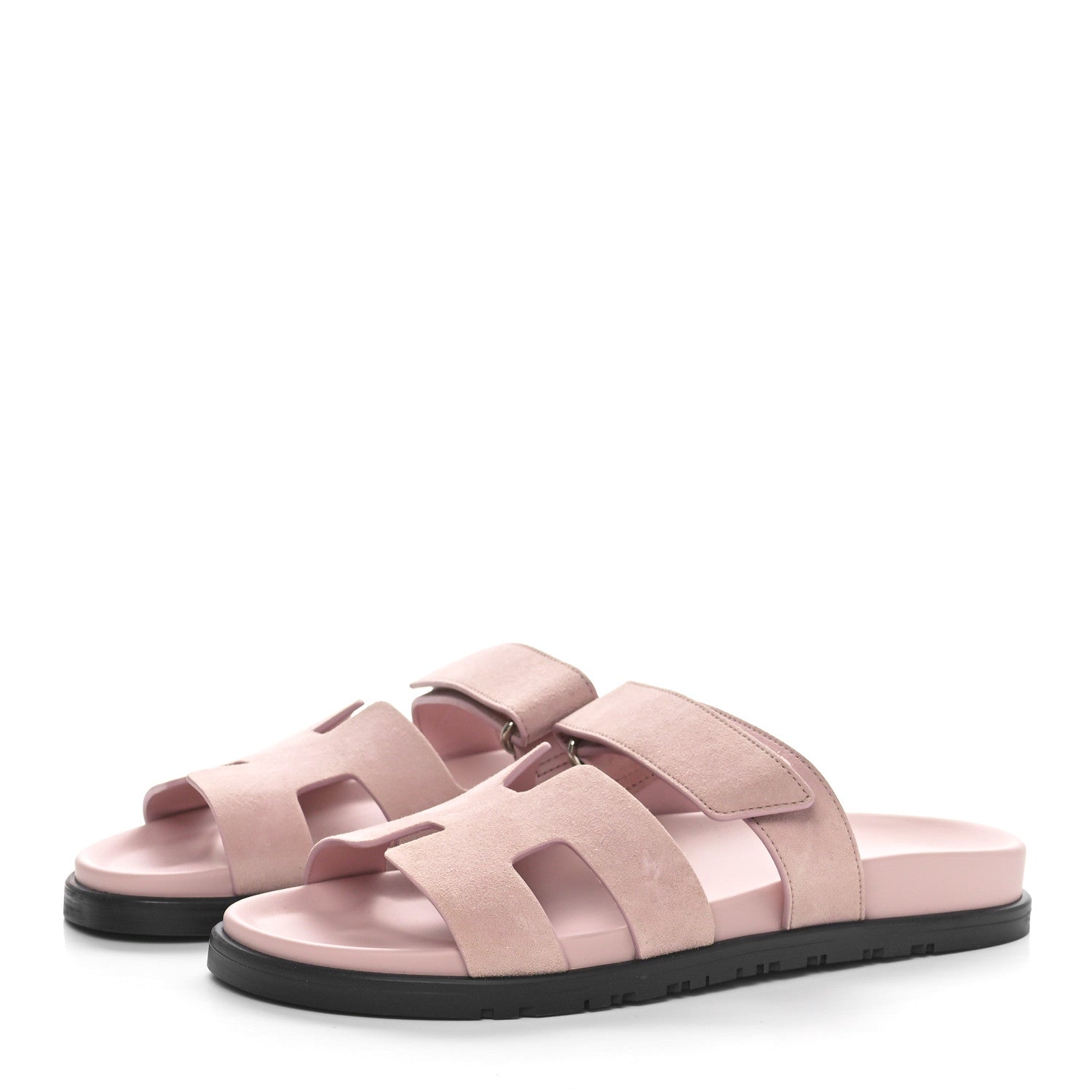 Hermes Suede Goatskin Womens Chypre Sandals Rose Porcelaine 3 of 8