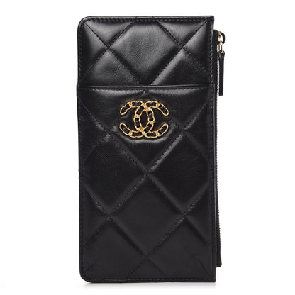 Chanel Goatskin Quilted Chanel 19 Phone and Card Holder Black 1 of 8