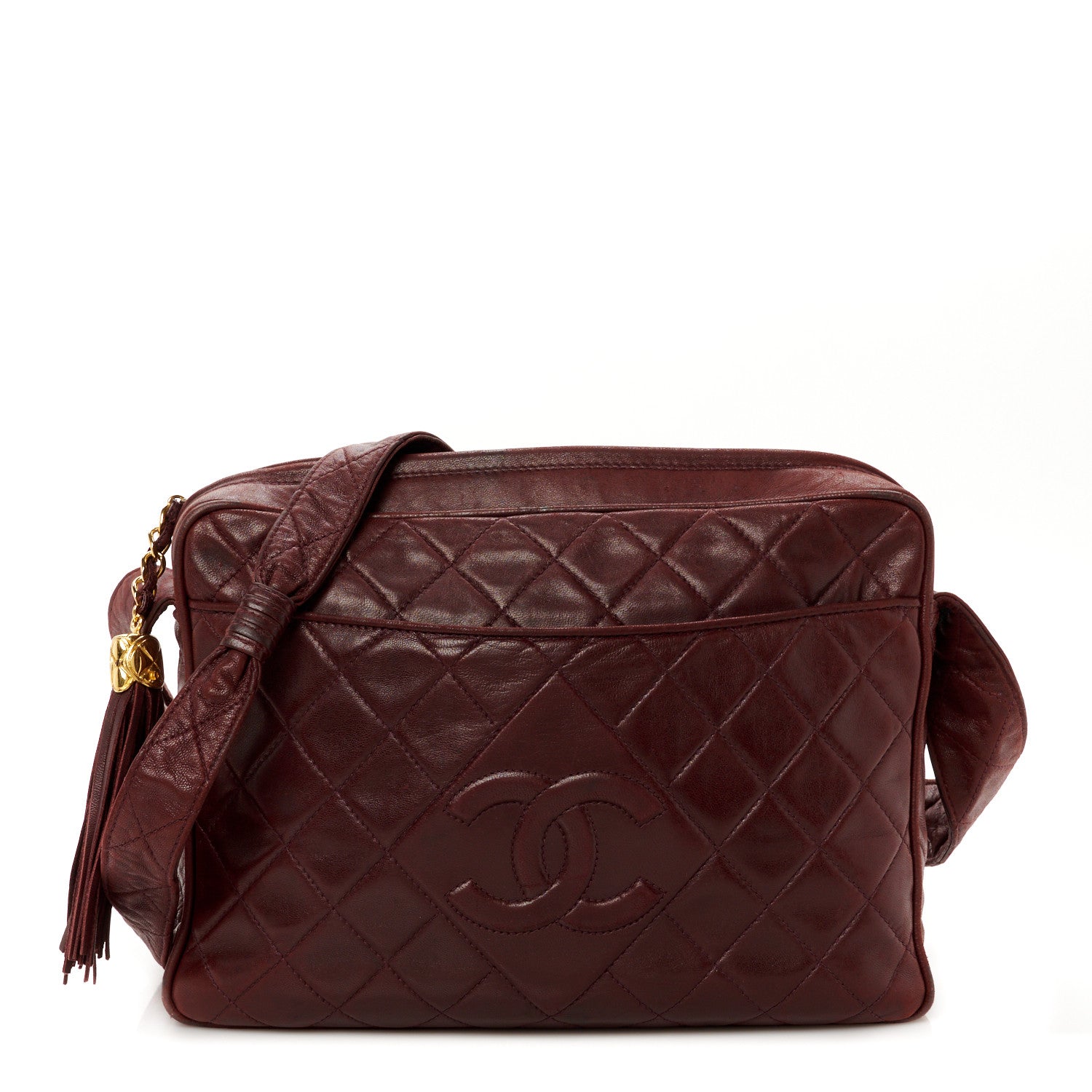 Chanel Lambskin Quilted Tassel Camera Case Red 1 of 13