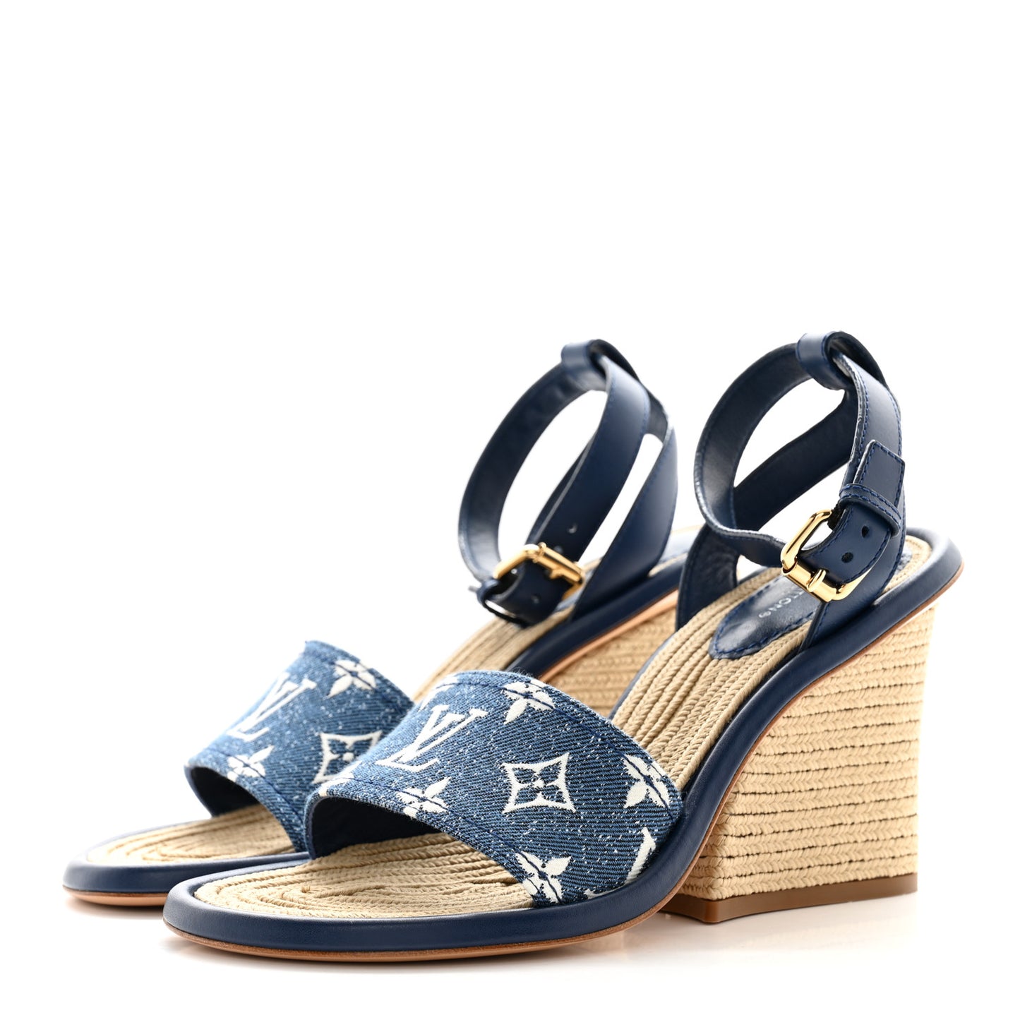 Monogram Denim Maia Wedge Sandal 37