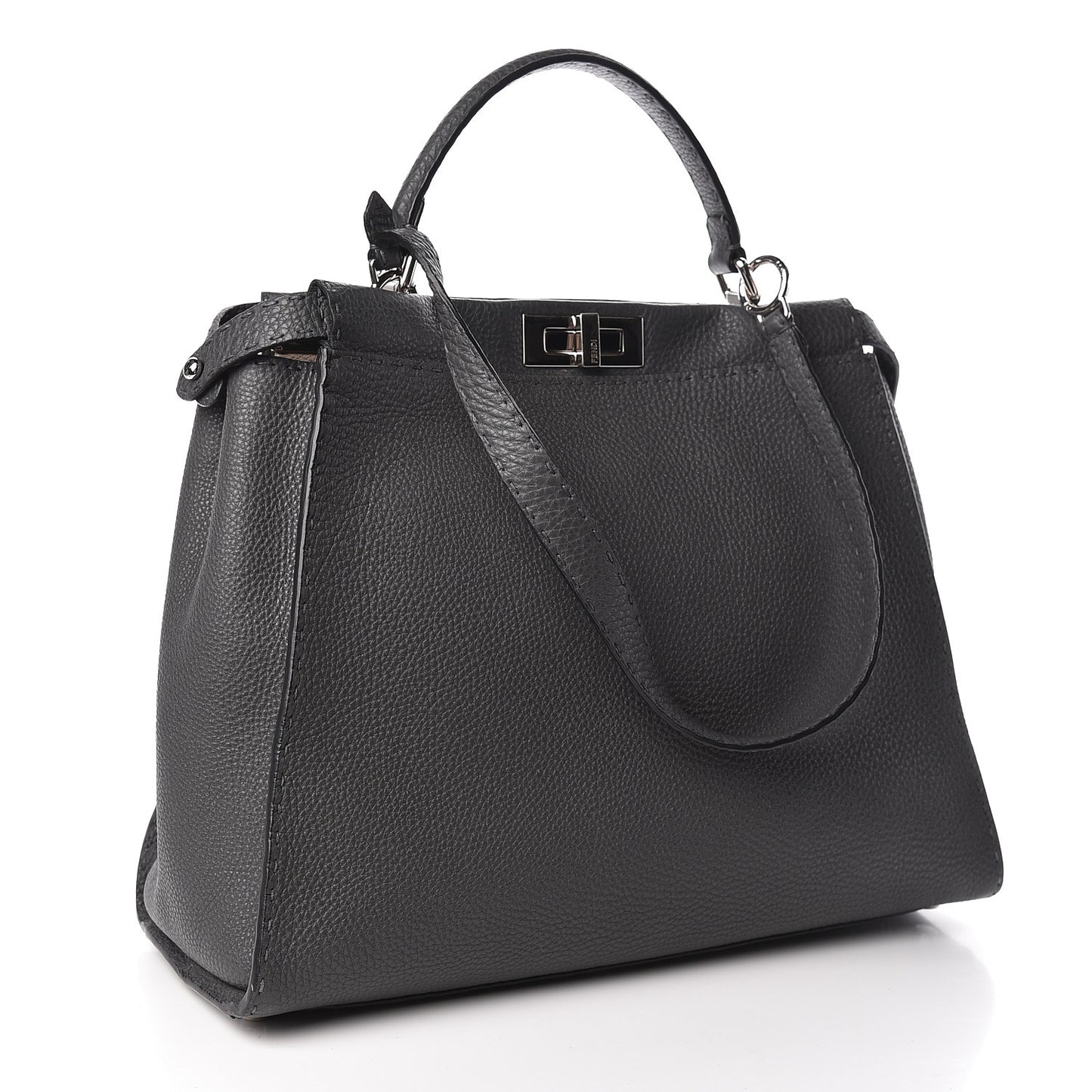 Cuoio Romano Selleria Bi-Color Large Peekaboo Iconic Satchel Asfalto Latte