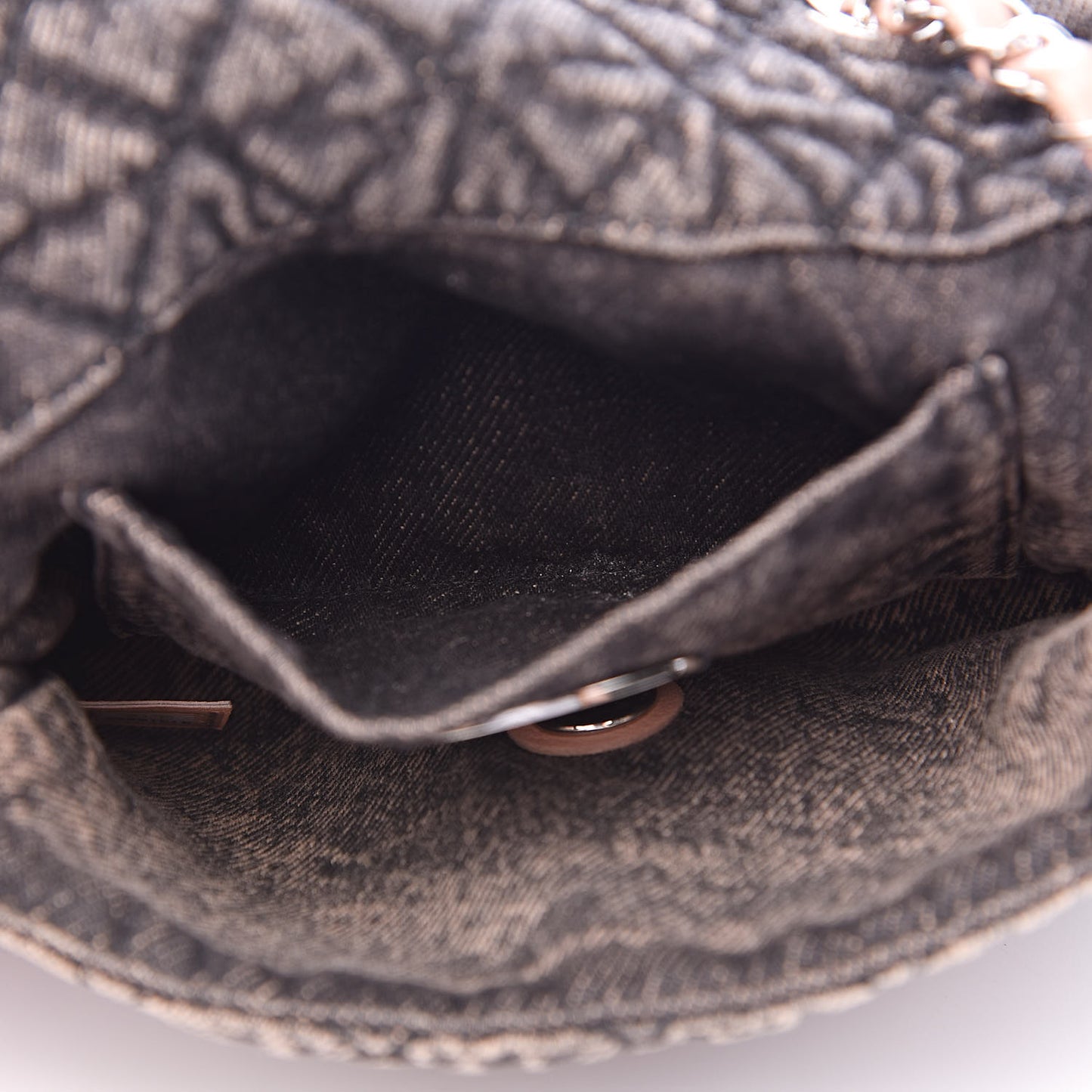 Denim Quilted Small Flap Light Pink Black