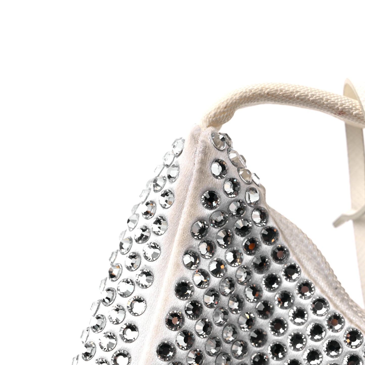 Satin Crystal Mini Re-Edition 2000 Bag White