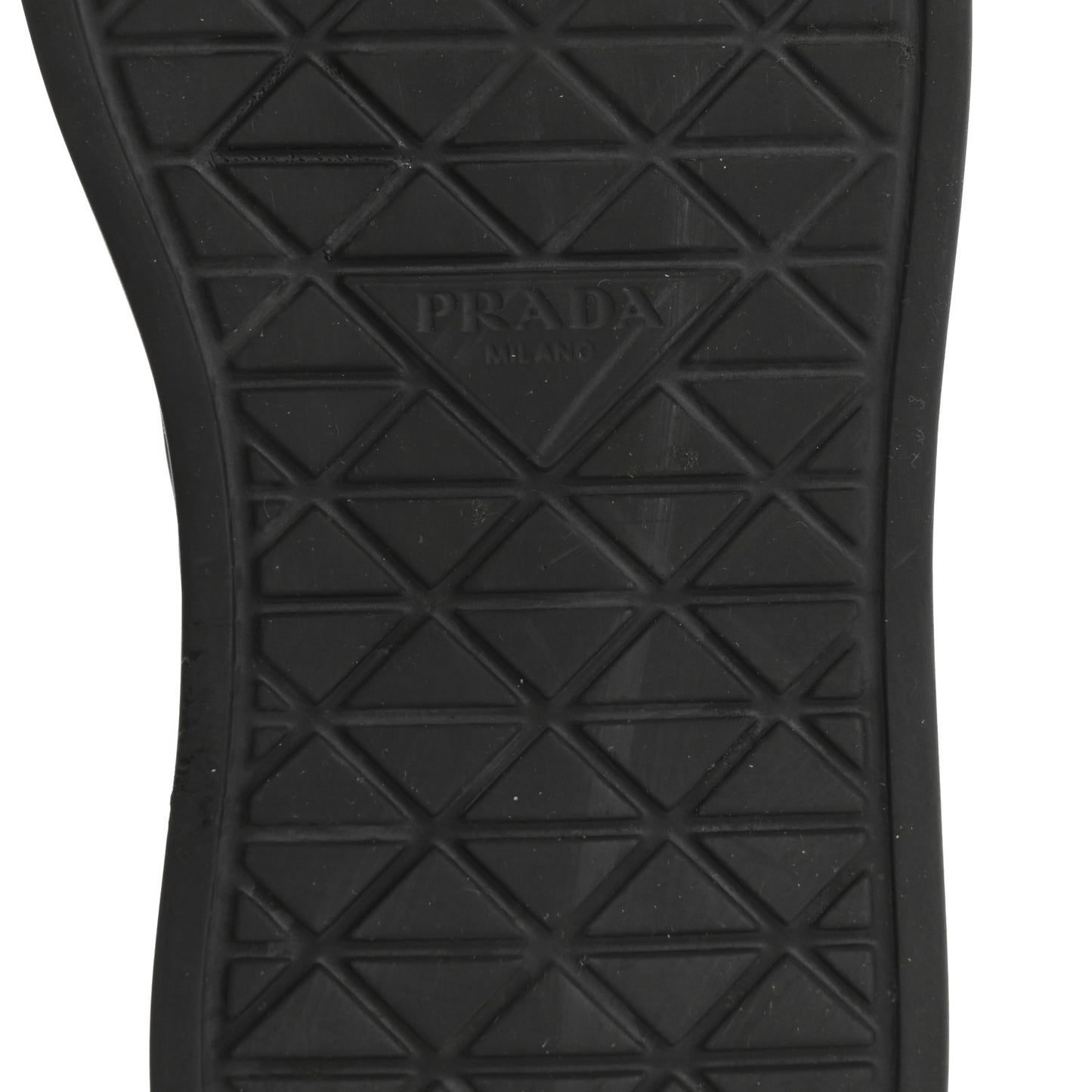 Re-Nylon Spazzolato Rubber Triangle Logo Macro Quilted Womens 45mm Platform Sneakers 37 Black