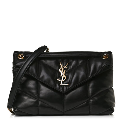 Saint Laurent Lambskin Quilted Small Loulou Puffer Monogram Chain Satchel Black 1 of 13