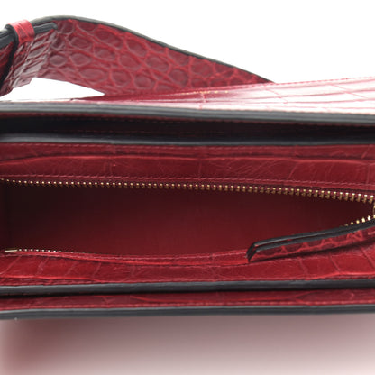 Lanvin Calfskin Crocodile Embossed Shoulder Bag Red 5 of 10