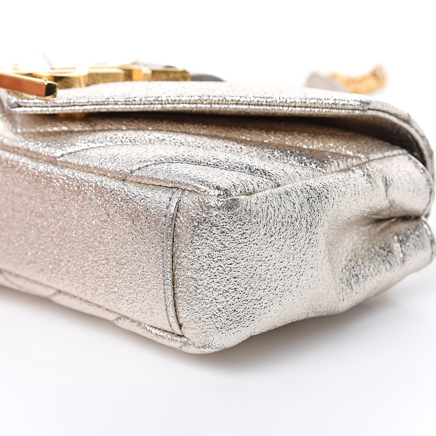 Saint Laurent Metallic Nappa Matelasse Chevron Classic Monogram Baby Chain Bag Gold 10 of 12