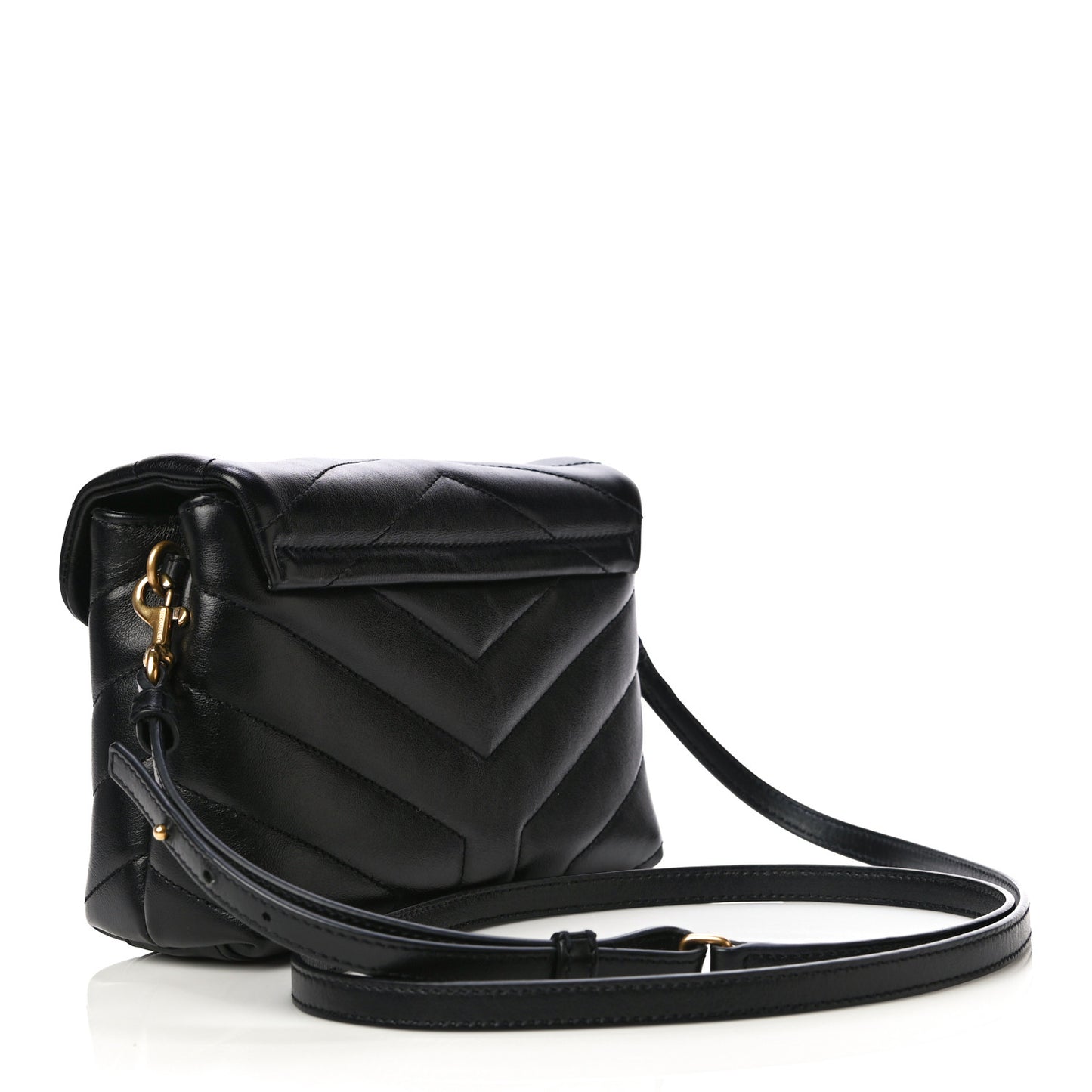 Calfskin Y Quilted Monogram Toy Loulou Crossbody Bag Black