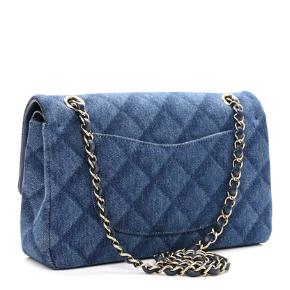Chanel Printed Denim Quilted Medium Double Flap Dark Blue 3 of 10