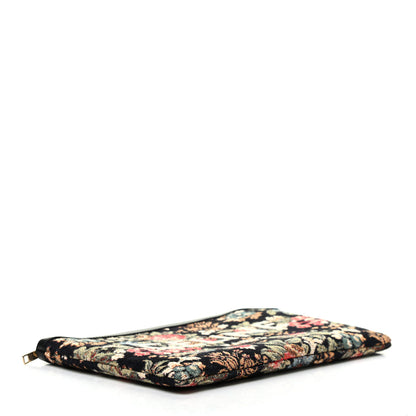 Celine Floral Jacquard Calfskin Small Tapestry Logo Pouch Black Multicolor 4 of 7