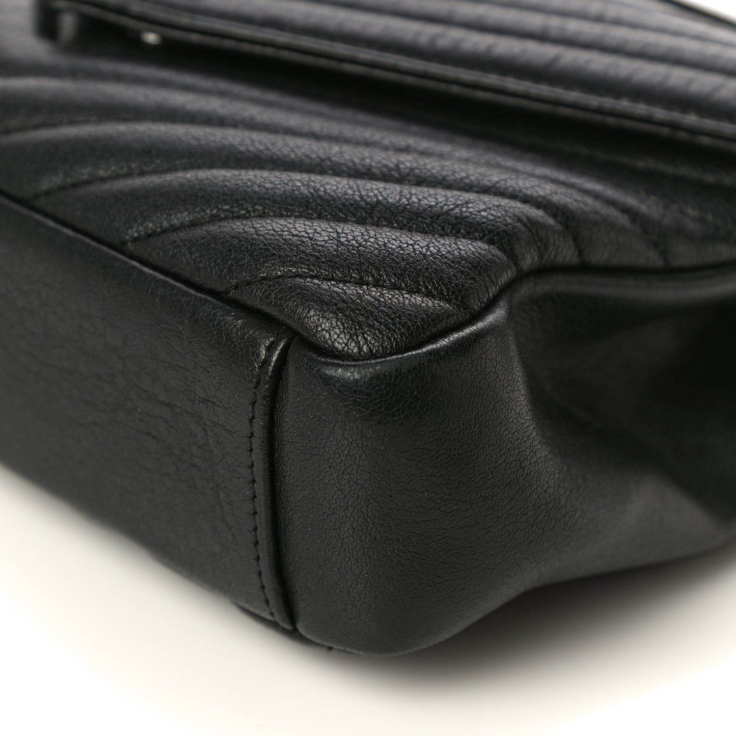 Sheepskin Matelasse Chevron Monogram Medium College Bag Black