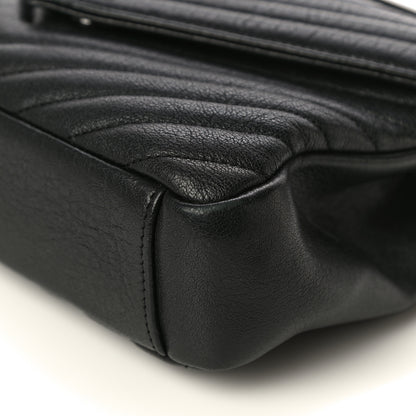 Saint Laurent Sheepskin Matelasse Chevron Monogram Medium College Bag Black 10 of 20