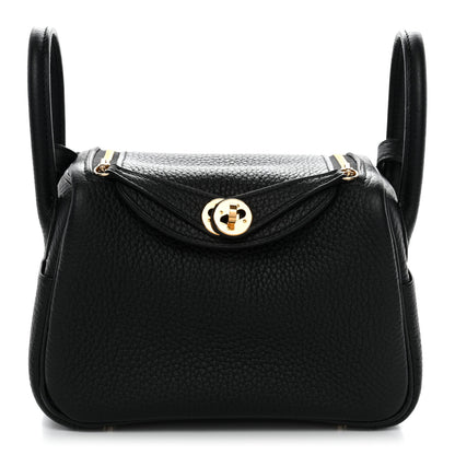 Hermes Taurillon Clemence Mini Lindy 20 Black 1 of 11