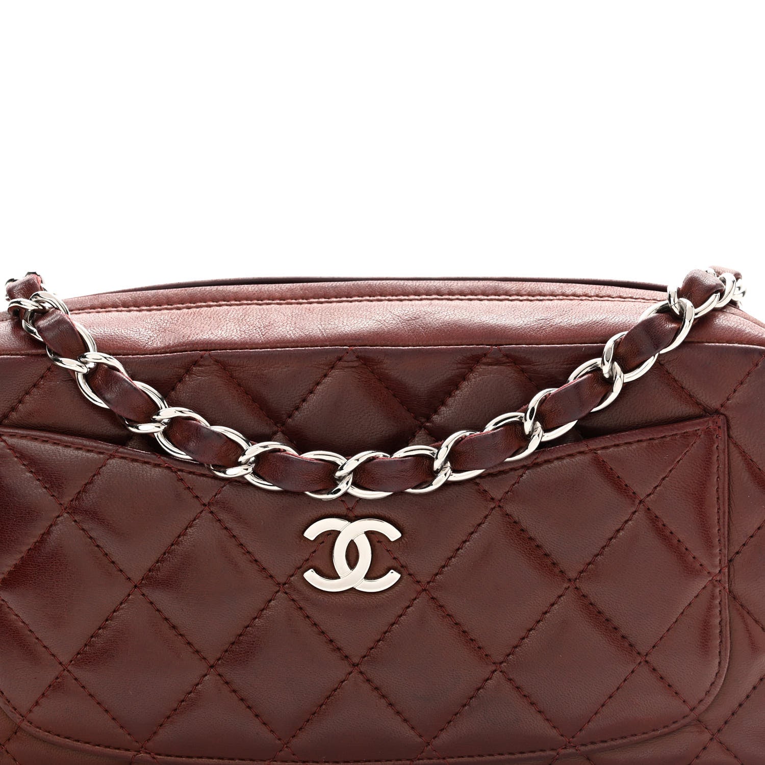 Chanel Lambskin Quilted Timeless Camera Case Burgundy Burgundy 8 of 14