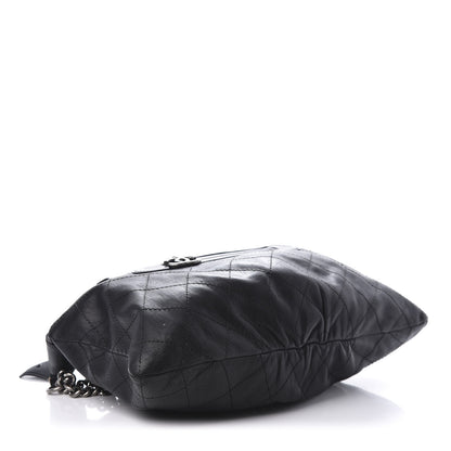 Chanel Calfskin Stitched Double Zip Hobo Black 4 of 12