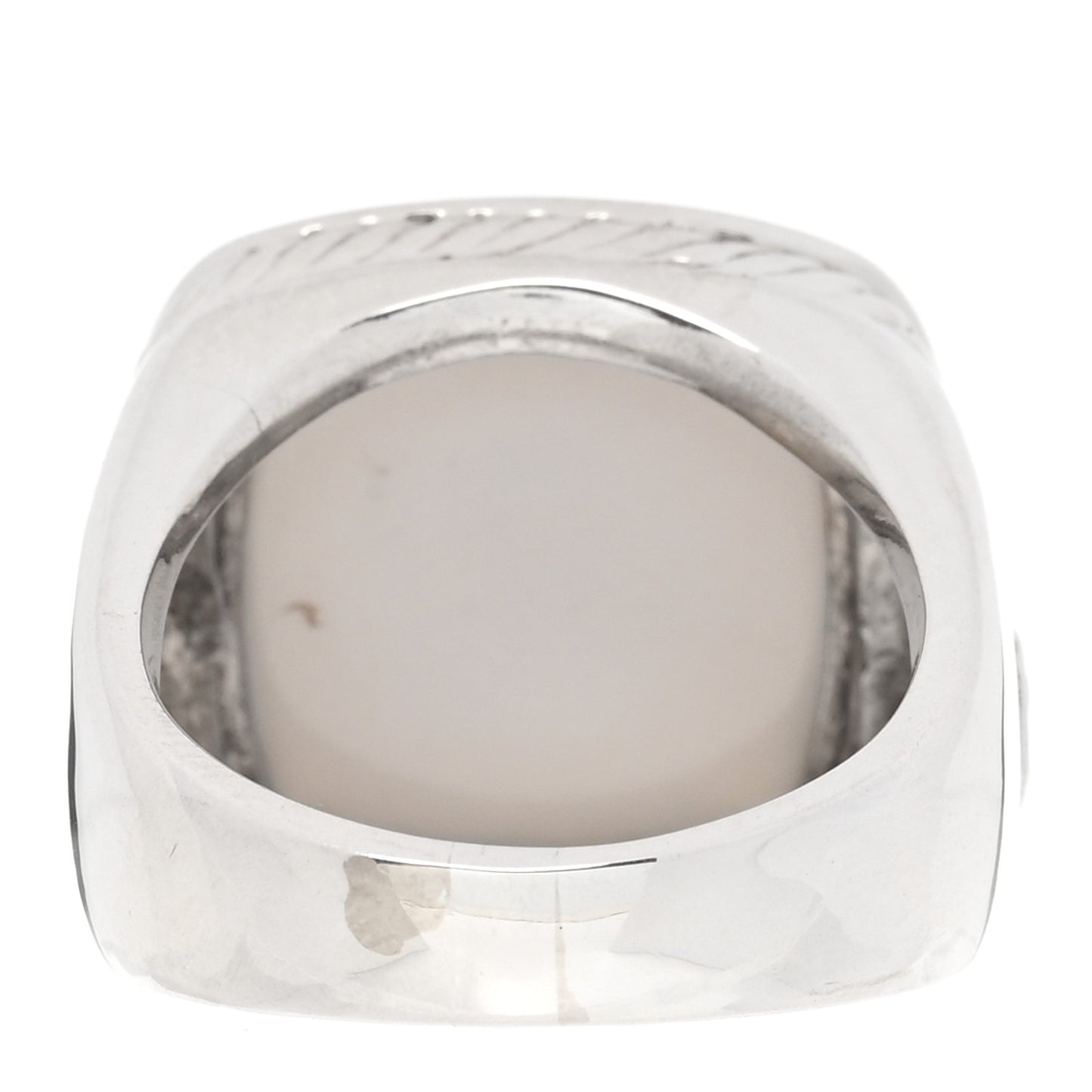 Sterling Silver Diamond White Agate 14mm Albion Statement Ring 54 7
