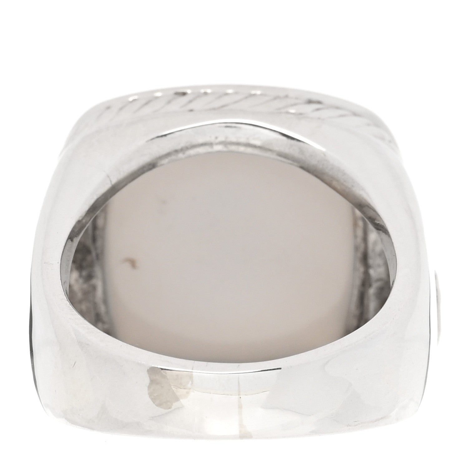 David Yurman Sterling Silver Diamond White Agate 14mm Albion Statement Ring 54 7 3 of 4