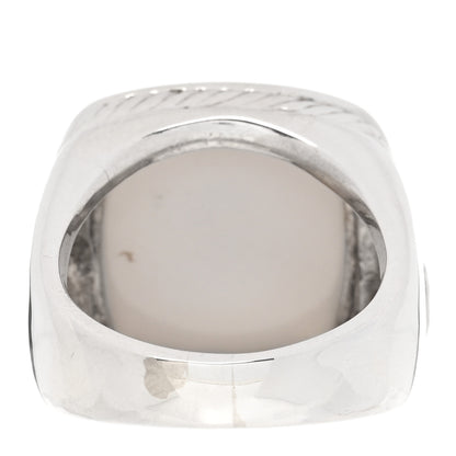 David Yurman Sterling Silver Diamond White Agate 14mm Albion Statement Ring 54 7 3 of 4