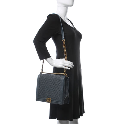 Chanel Caviar Quilted Large Boy Flap Blue 2 of 14