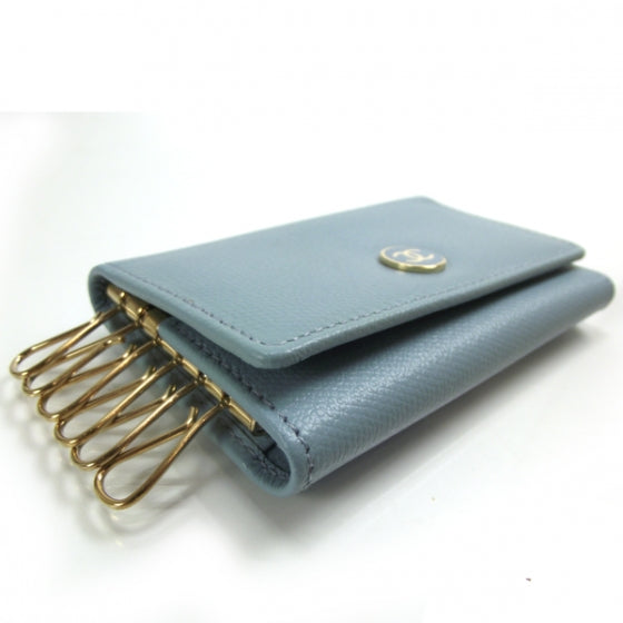 Leather Key Holder Light Blue