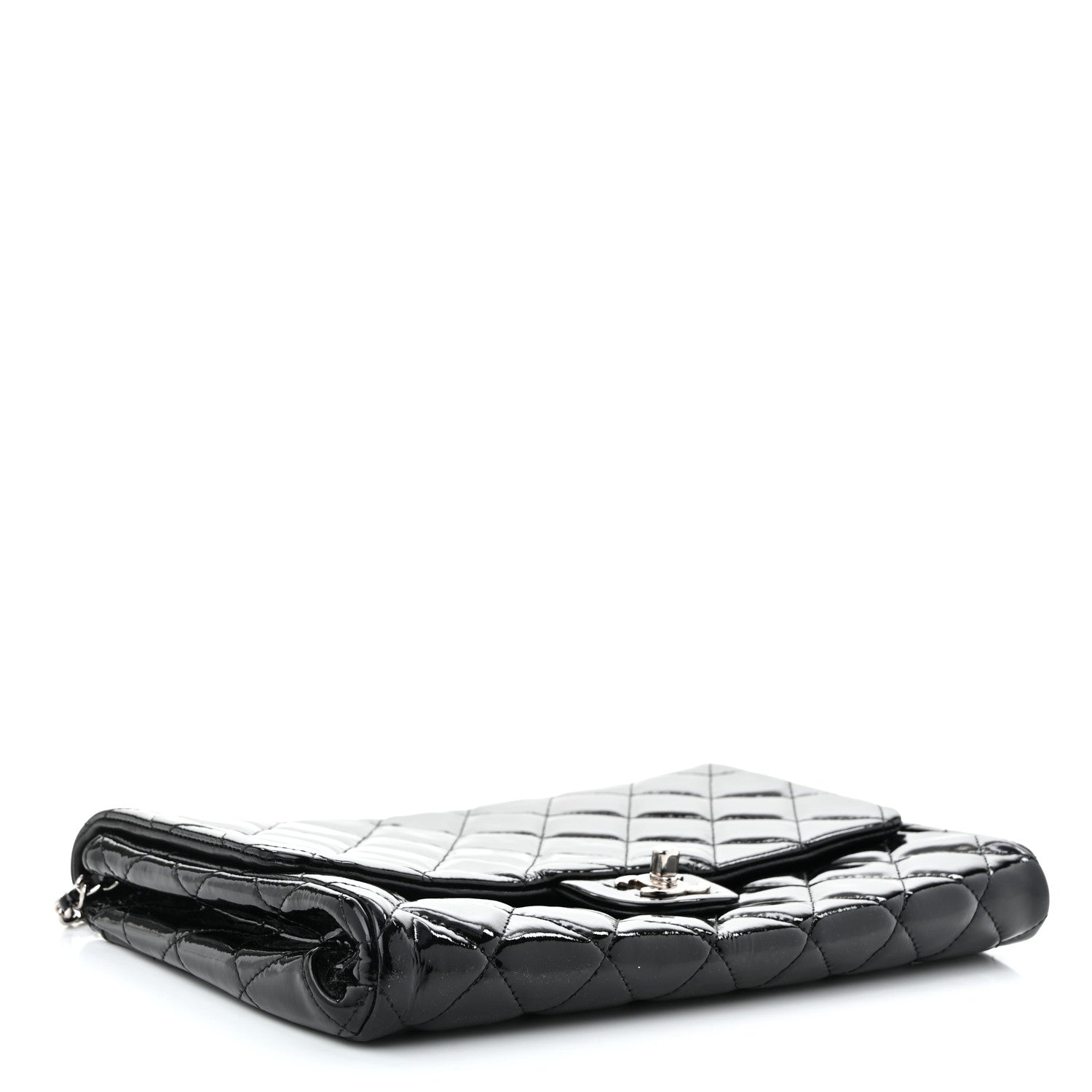 Chanel Patent Quilted Clutch with Chain Flap Black 4 of 11