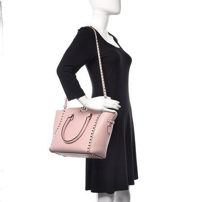 Valentino Garavani Vitello Rockstud Double Handle Tote Water Rose 2 of 13