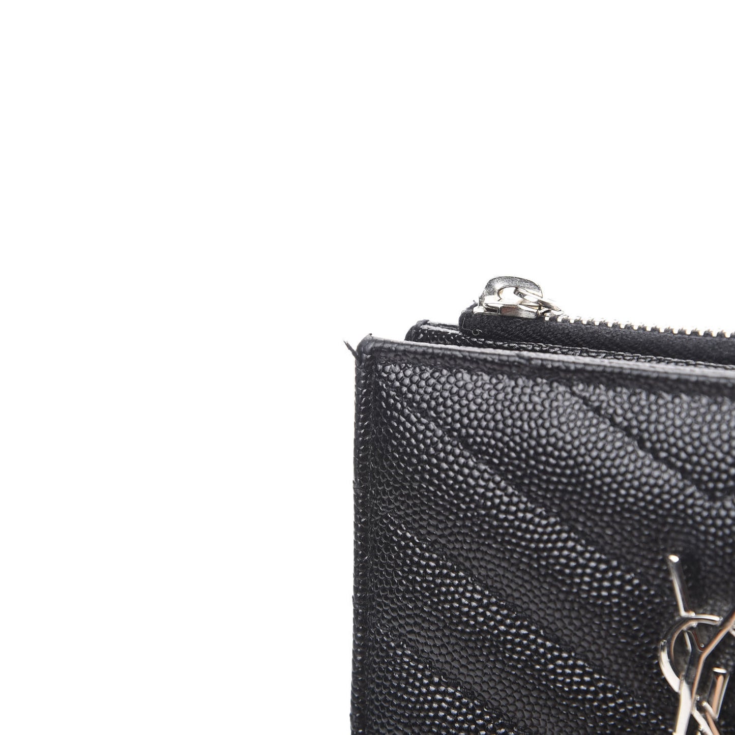 Grain De Poudre Matelasse Chevron Monogram Zipped Card Case Black
