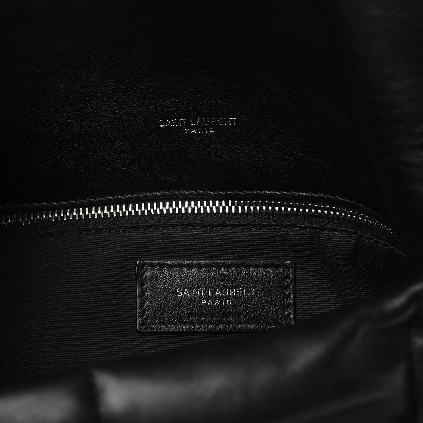 Lambskin Quilted Small Loulou Puffer Monogram Chain Satchel Black