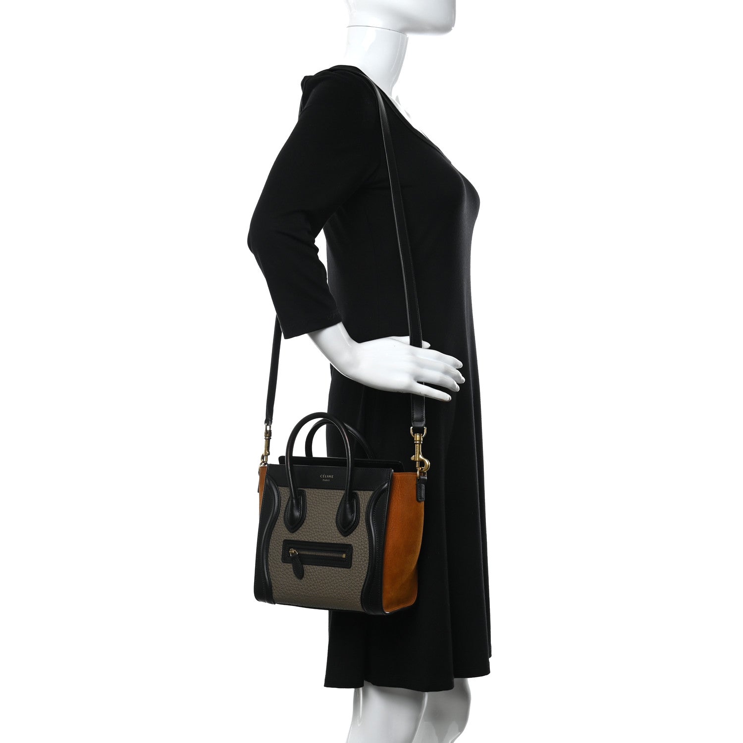 Celine Bullhide Calfskin Nubuck Nano Tri-Color Luggage Tawny 2 of 13