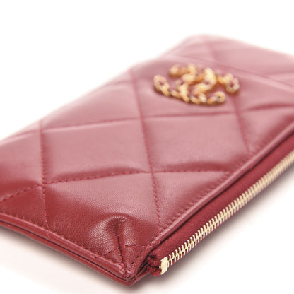 Chanel Shiny Goatskin Quilted 19 Flat Wallet Pouch Red 9 of 10