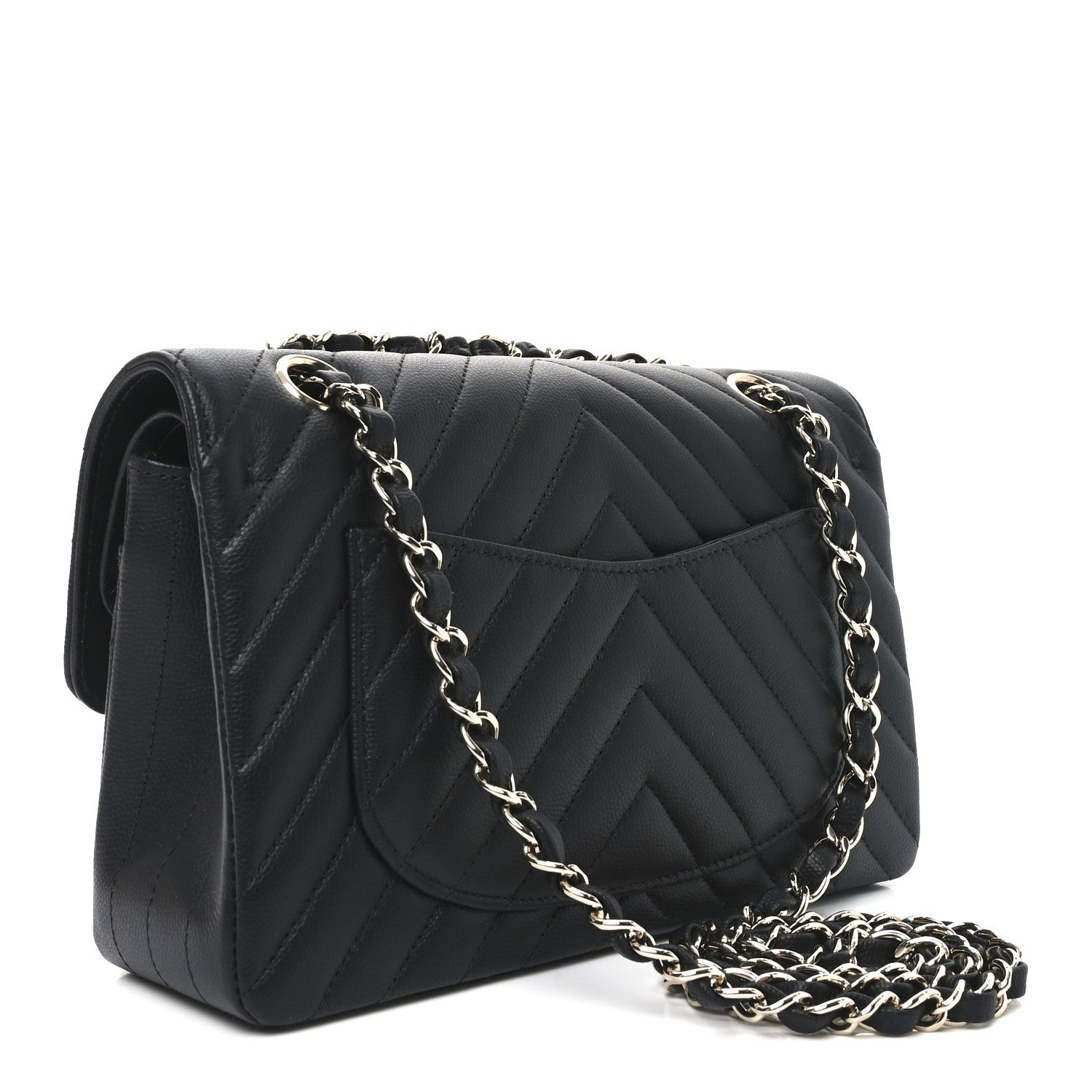Chanel Caviar Chevron Quilted Small Double Flap Black 5 of 21