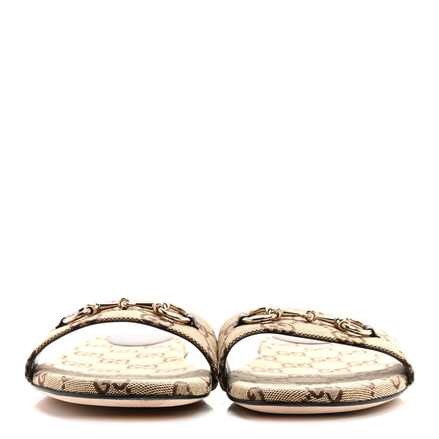 Gucci Monogram Horsebit Slide Sandals 39.5 Camel Ebony 3 of 11