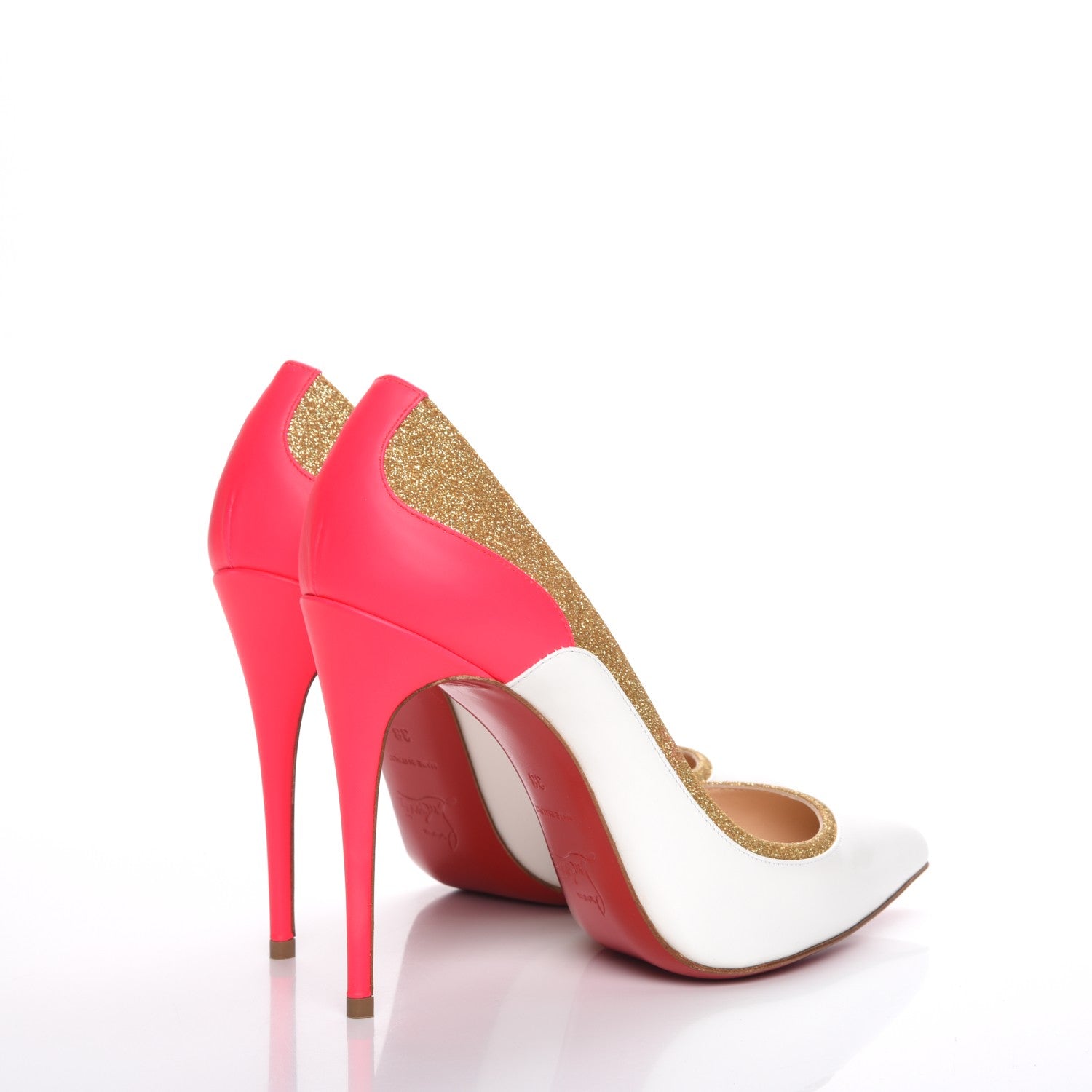 Christian Louboutin Glitter Patent Fluo Tucsick 100 Pumps 38 White Gold 4 of 8