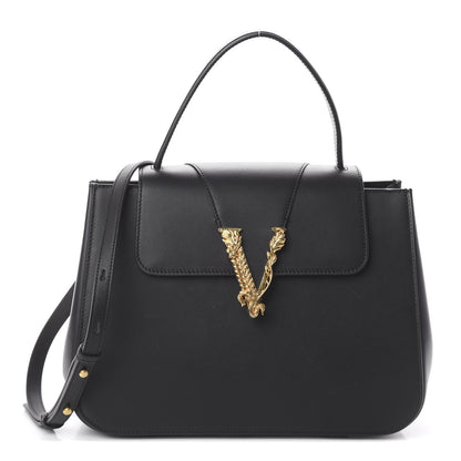 Versace Vitello Barocco Virtus Small Top Handle Shoulder Bag Black 1 of 8