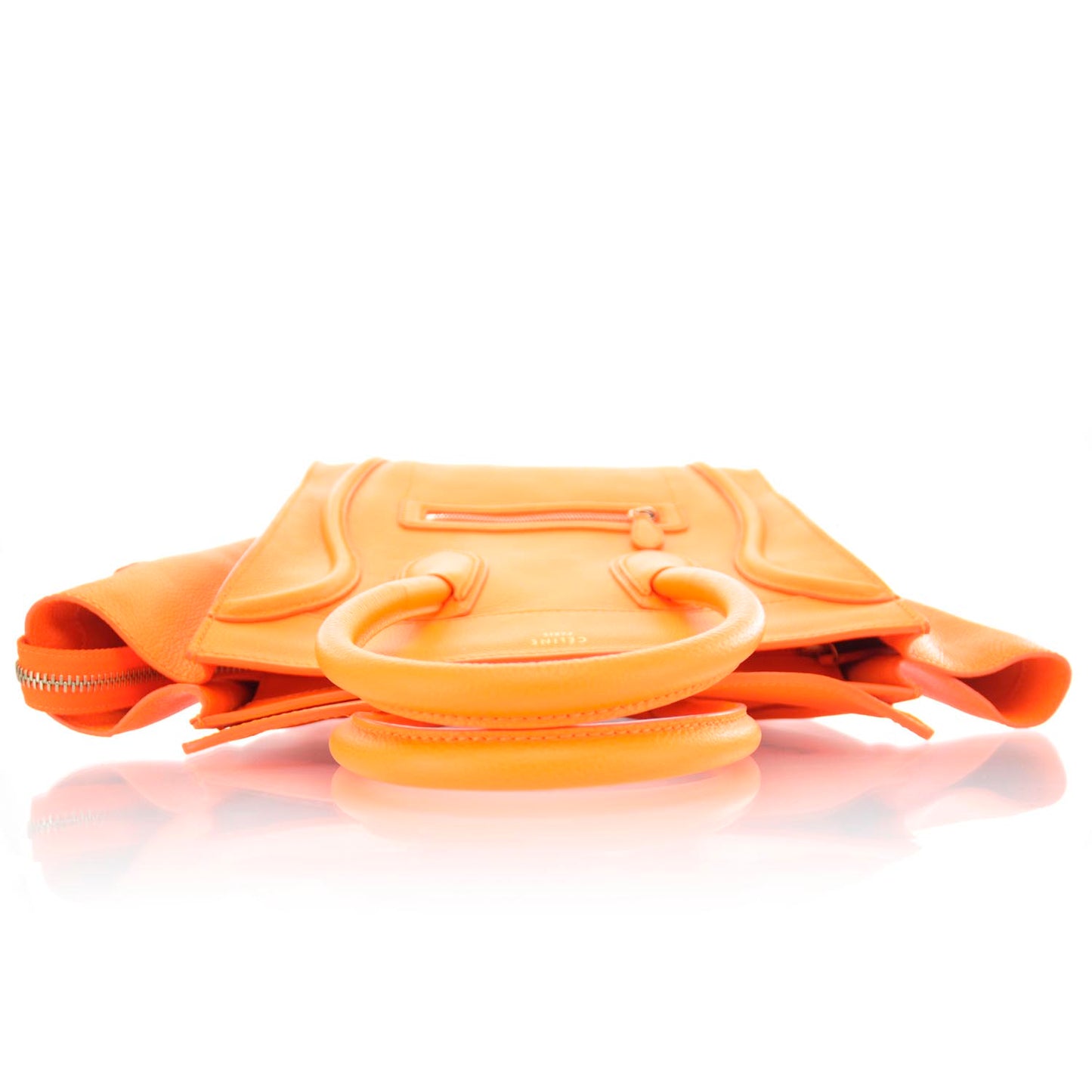 Pebbled Leather Mini Luggage Bag Fluo Orange