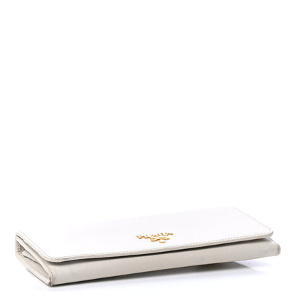 Prada Saffiano Metal Continental Flap Wallet Talco 3 of 7