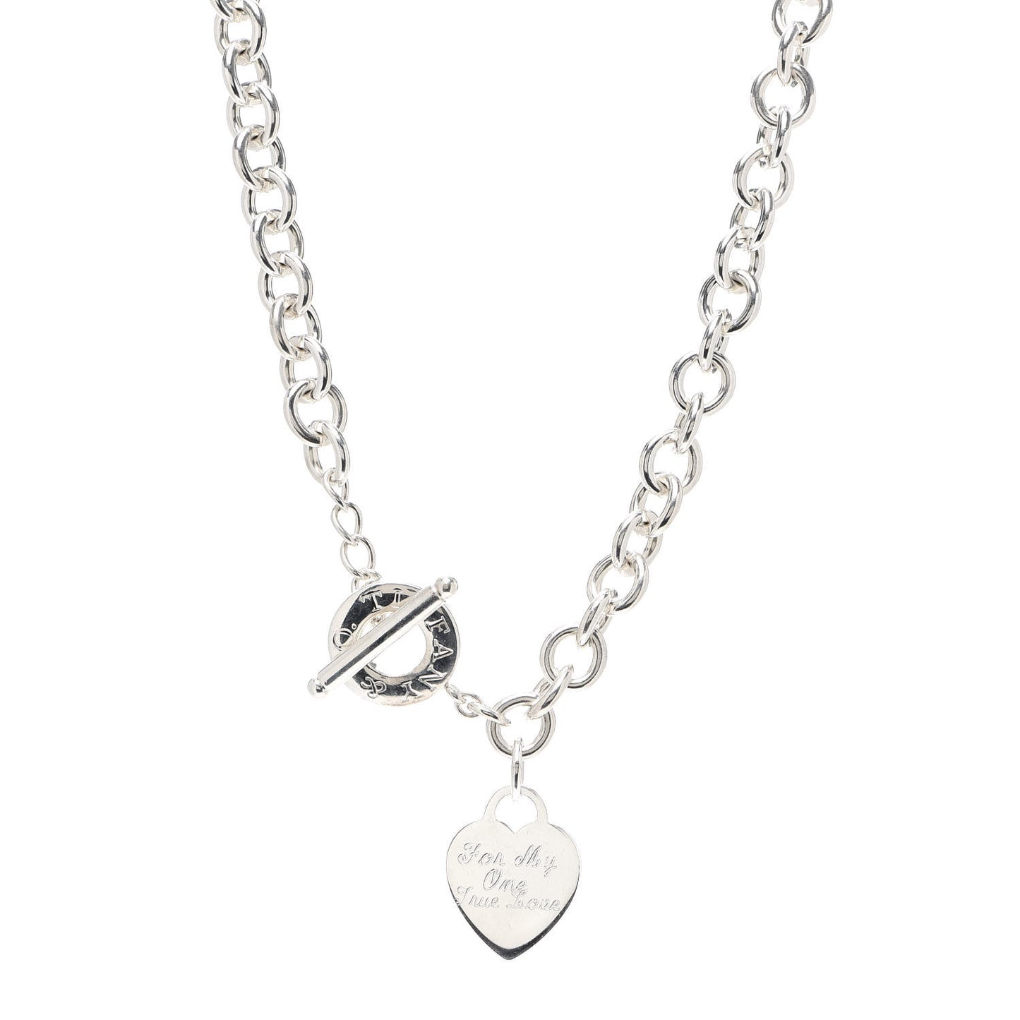 Sterling Silver Heart Tag Toggle Necklace