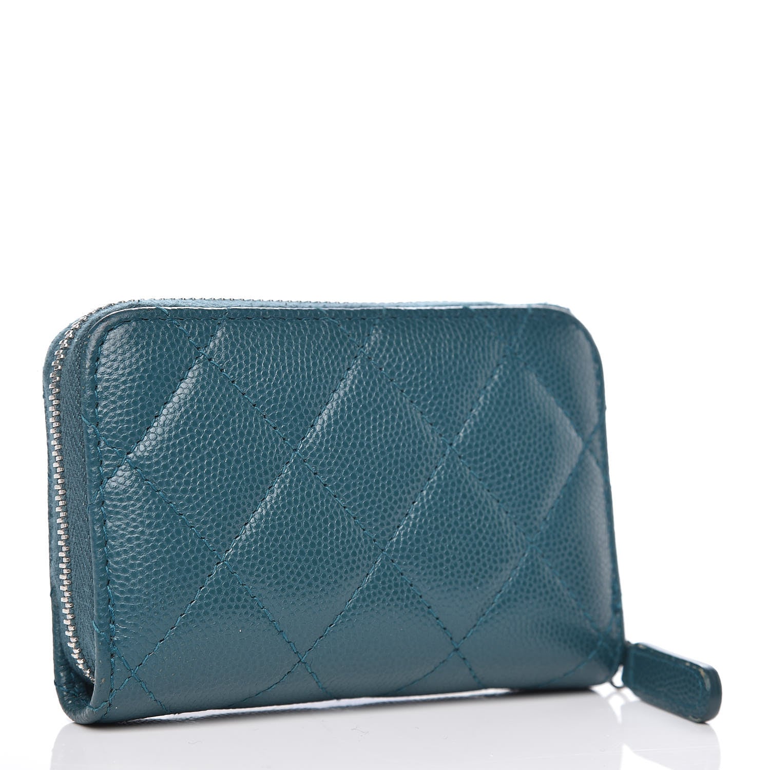 Chanel Caviar Quilted Zip Coin Purse Dark Turquoise 3 of 9