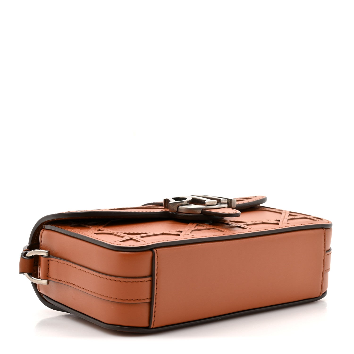 Christian Dior Calfskin Cosmo Laser Cut Cannage Mini Dior Charm Bag Cognac 3 of 9