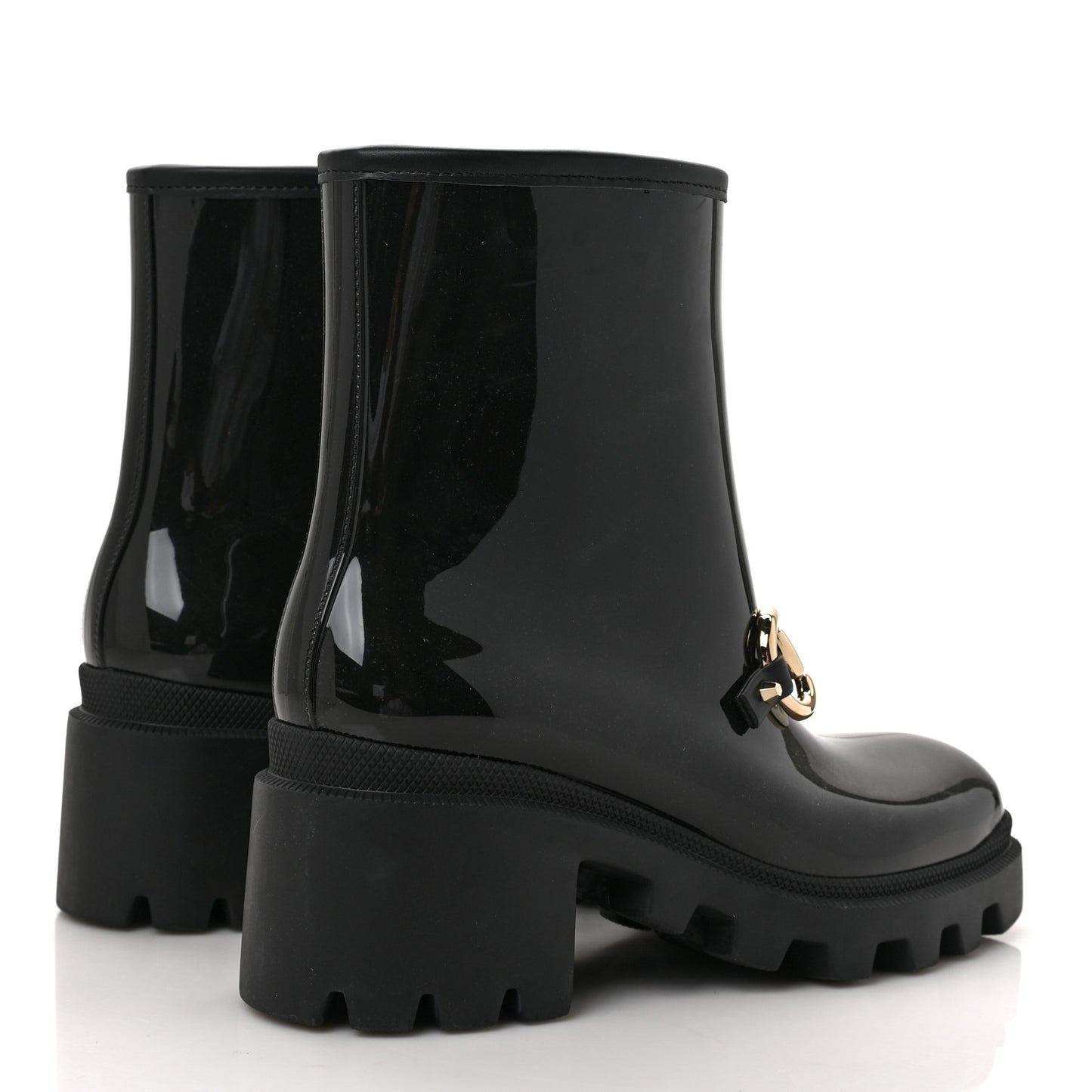 Rubber Womens Horsebit Ankle Boots 36 Black