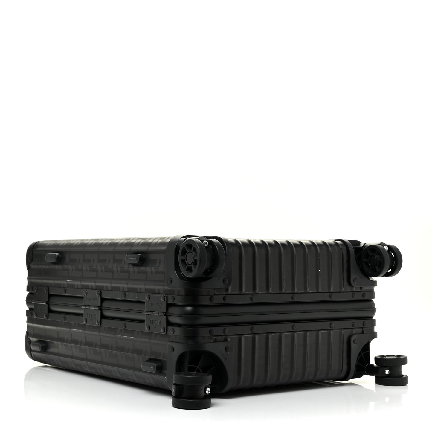 X RIMOWA Aluminum FF Print Roll Away Carry On Luggage Black