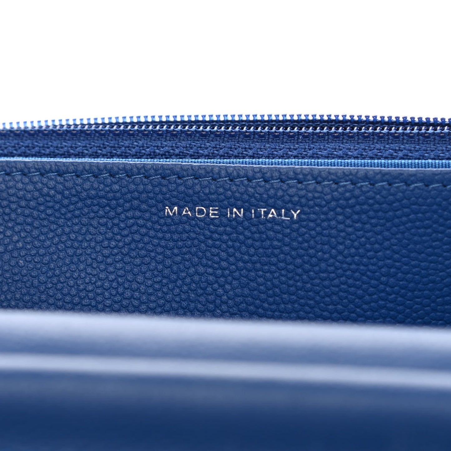 Caviar Camellia Embossed Wallet On Chain WOC Blue