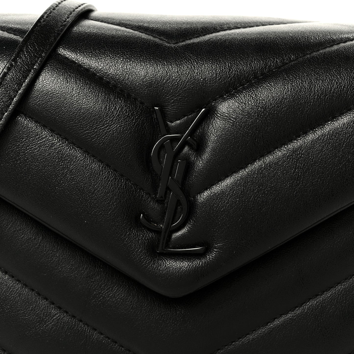 Calfskin Y Quilted Monogram Monochrome Toy Loulou Crossbody Bag Black
