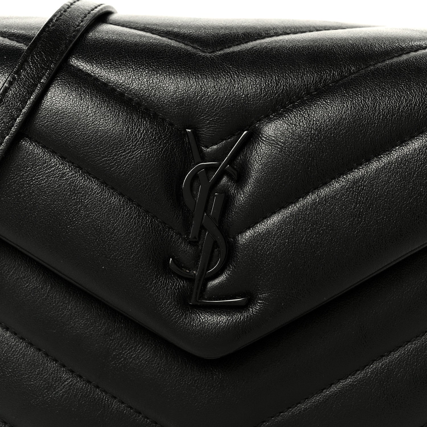 Saint Laurent Calfskin Y Quilted Monogram Monochrome Toy Loulou Crossbody Bag Black 9 of 11